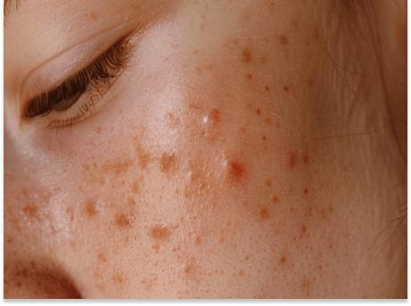 Acne, inflamed acne skin